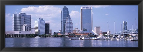 Framed Skyscrapers at the waterfront, Main Street Bridge, St. John&#39;s River, Jacksonville, Florida, USA Print