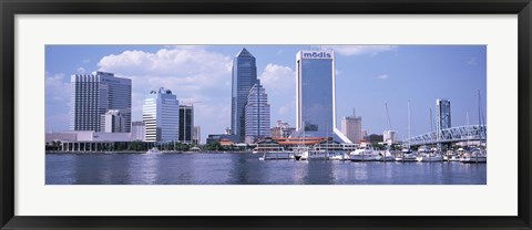 Framed Skyscrapers at the waterfront, Main Street Bridge, St. John&#39;s River, Jacksonville, Florida, USA Print