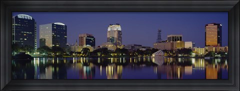 Framed Reflection of buildings in water, Orlando, Florida Print
