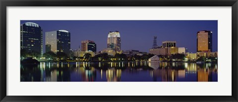 Framed Reflection of buildings in water, Orlando, Florida Print