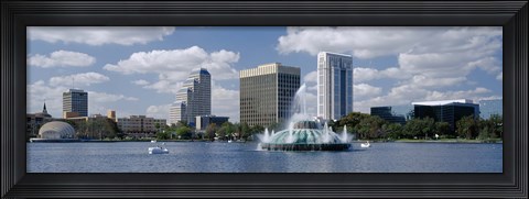 Framed Buildings at the waterfront, Lake Eola, Orlando, Florida, USA Print