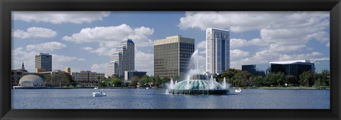 Framed Buildings at the waterfront, Lake Eola, Orlando, Florida, USA Print