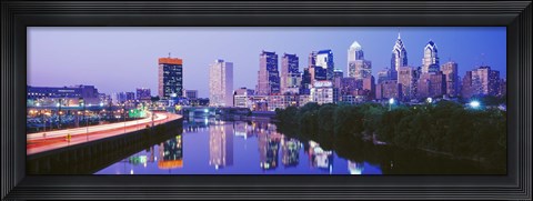 Framed Philadelphia Lit Up at Night Print