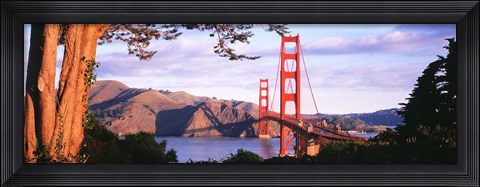 Framed Golden Gate Bridge with Mountains Print