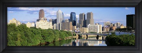 Framed Daytime View of Philadelphia with Clouds Print