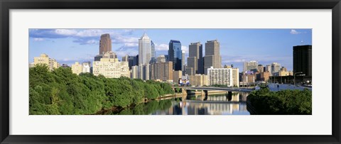 Framed Daytime View of Philadelphia with Clouds Print