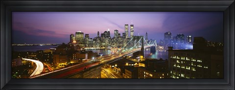 Framed Buildings lit up at night, World Trade Center, Manhattan, New York City, New York State, USA Print