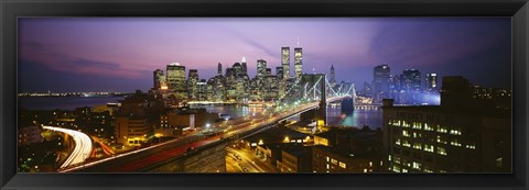 Framed Buildings lit up at night, World Trade Center, Manhattan, New York City, New York State, USA Print