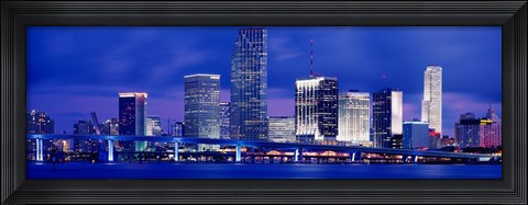 Framed Miami skyline at night, Florida Print
