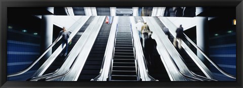 Framed Group of people on escalators at an airport, O&#39;Hare Airport, Chicago, Illinois, USA Print