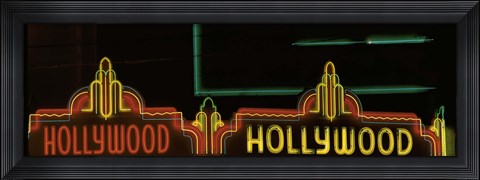 Framed Hollywood Neon Sign Los Angeles CA Print