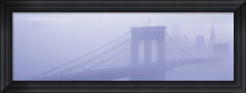 Framed Brooklyn Bridge in the fog Print