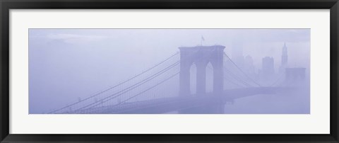 Framed Brooklyn Bridge in the fog Print