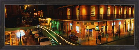 Framed Bourbon Street at night, New Orleans LA Print