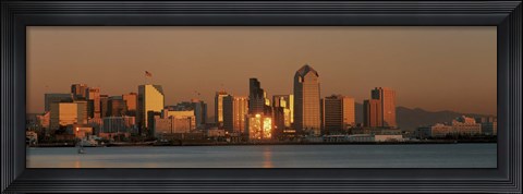 Framed San Diego Skyline at Sunset Print