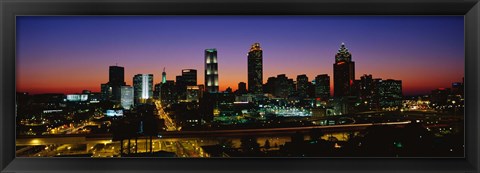 Framed Atlanta skyline at night, GA Print