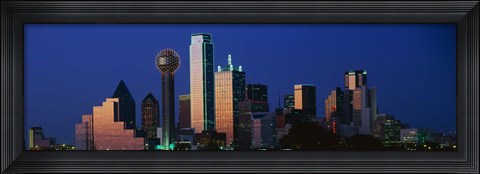 Framed Night, Cityscape, Dallas, Texas Print