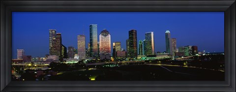 Framed Houston, Texas Skyline at Night Print