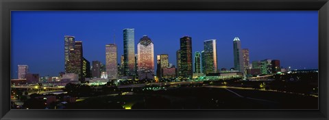 Framed Houston, Texas Skyline at Night Print