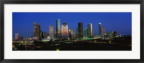 Framed Houston, Texas Skyline at Night Print