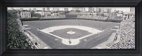 Framed Wrigley Field in black and white, USA, Illinois, Chicago Print