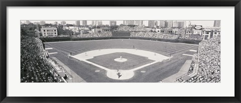 Framed Wrigley Field in black and white, USA, Illinois, Chicago Print