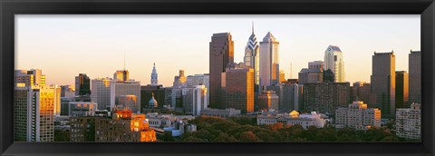 Framed Philadelphia in the Sun, Panoramic View Print