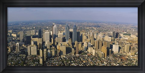 Framed Aerial view of skyscrapers in a city, Philadelphia, Pennsylvania, USA Print