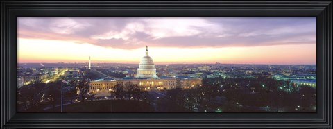 Framed Twilight, Capitol Building, Washington DC, District Of Columbia, USA Print