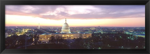 Framed Twilight, Capitol Building, Washington DC, District Of Columbia, USA Print