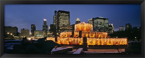 Framed Buckingham Fountain Decorated For Christmas, Chicago, Illinois, USA Print