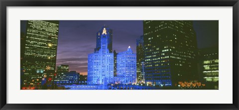 Framed Wrigley Building, Blue Lights, Chicago, Illinois, USA Print