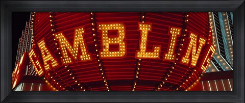 Framed Close-up of a neon sign of gambling, Las Vegas Print