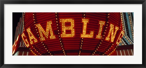 Framed Close-up of a neon sign of gambling, Las Vegas Print