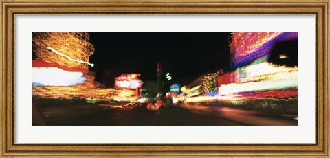 Framed Strip At Night, Las Vegas, Nevada, USA Print
