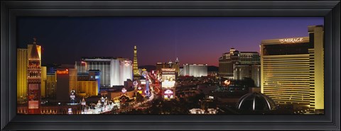 Framed Buildings Lit Up At Night, Las Vegas, Nevada, USA (purple sky) Print