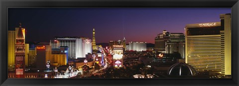 Framed Buildings Lit Up At Night, Las Vegas, Nevada, USA (purple sky) Print