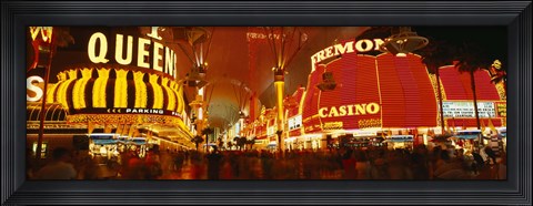 Framed Casino Lit Up At Night, Fremont Street, Las Vegas, Nevada Print