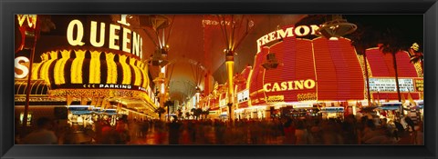 Framed Casino Lit Up At Night, Fremont Street, Las Vegas, Nevada Print