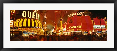 Framed Casino Lit Up At Night, Fremont Street, Las Vegas, Nevada Print