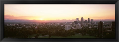 Framed Sunny Sky Behind Denver Colorado Print