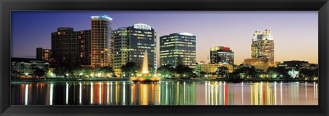 Framed Skyline At Dusk, Orlando, Florida, USA Print