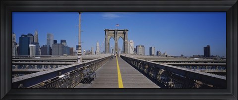 Framed Bench on a bridge, Brooklyn Bridge, Manhattan, New York City, New York State, USA Print