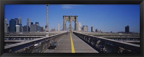 Framed Bench on a bridge, Brooklyn Bridge, Manhattan, New York City, New York State, USA Print