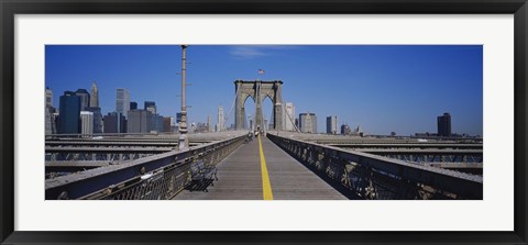 Framed Bench on a bridge, Brooklyn Bridge, Manhattan, New York City, New York State, USA Print