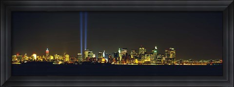 Framed New York City Lit Up at Night Print