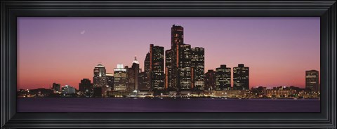 Framed Detroit at dusk, Michigan Print