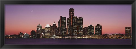 Framed Detroit at dusk, Michigan Print