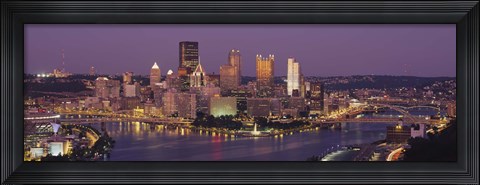 Framed Night view of Pittsburgh Print