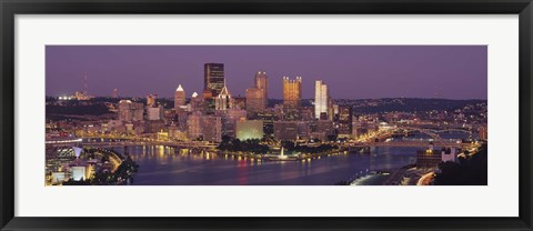 Framed Night view of Pittsburgh Print